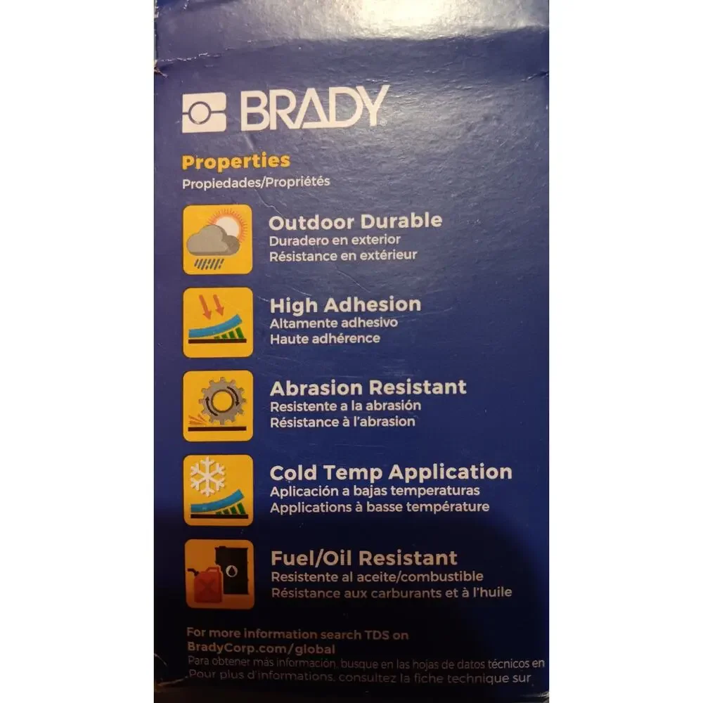 Brady Cartridge Indoor/Outdoor ID Gloss Black on Yellow Vinyl Mostly Full 139745
